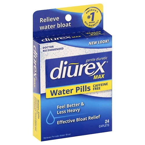 Image for Diurex Water Pills, Max, Caffeine Free, Caplets,24ea from MOUNTAIN GROVE PHARMACY