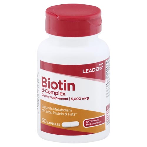 Image for Leader Biotin B-Complex, 5000 mcg, Capsules,60ea from MOUNTAIN GROVE PHARMACY