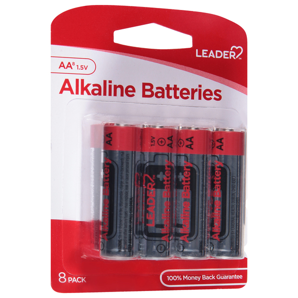 Image for Leader Batteries, Alkaline, AA, 1.5 Volt, 8 Pack, 8ea from MOUNTAIN GROVE PHARMACY