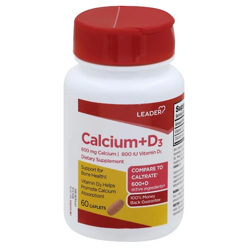 Image for Leader Calcium + D3, Caplets,60ea from MOUNTAIN GROVE PHARMACY