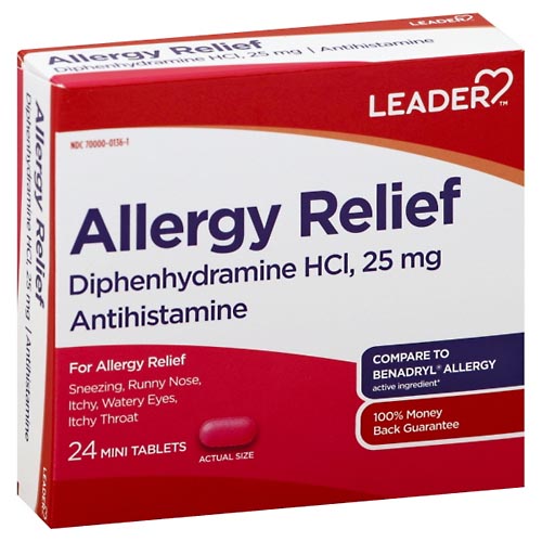 Image for Leader Allergy Relief, 25 mg, Mini Tablets,24ea from MOUNTAIN GROVE PHARMACY
