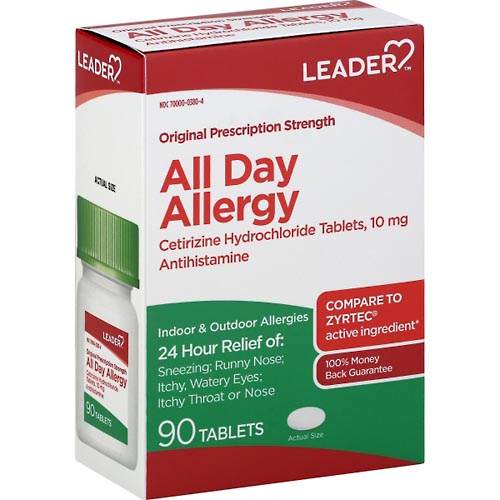 Image for Leader All Day Allergy Relief, 24 Hr,Original, Tablet,90ea from MOUNTAIN GROVE PHARMACY