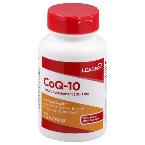 Image for Leader CoQ-10, 200 mg, Softgels,75ea from MOUNTAIN GROVE PHARMACY
