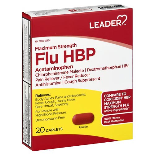 Image for Leader Flu HBP, Maximum Strength, Caplets,20ea from MOUNTAIN GROVE PHARMACY