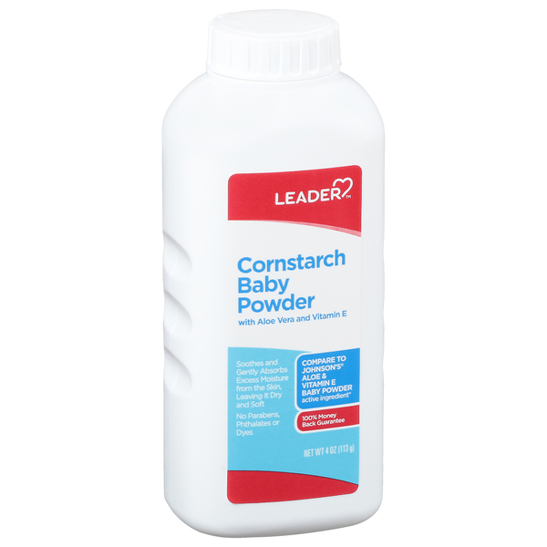 Image for Leader Cornstarch Baby Powder,4oz from MOUNTAIN GROVE PHARMACY