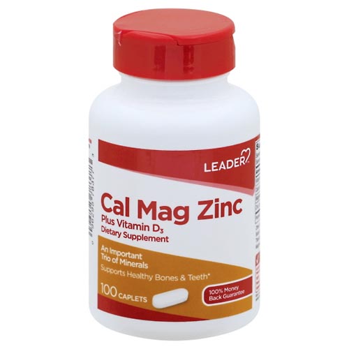 Image for Leader Cal Mag Zinc, Caplets,100ea from MOUNTAIN GROVE PHARMACY