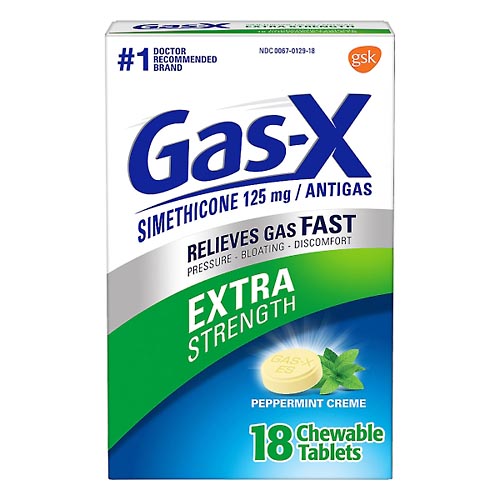 Image for Gas X Antigas, Extra Strength, 125 mg, Peppermint Creme, Chewable Tablets,18ea from MOUNTAIN GROVE PHARMACY