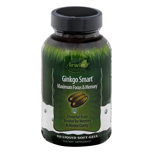 Image for Irwin Naturals Ginkgo Smart, Maximum Focus & Memory, Liquid Soft-Gels,60ea from MOUNTAIN GROVE PHARMACY